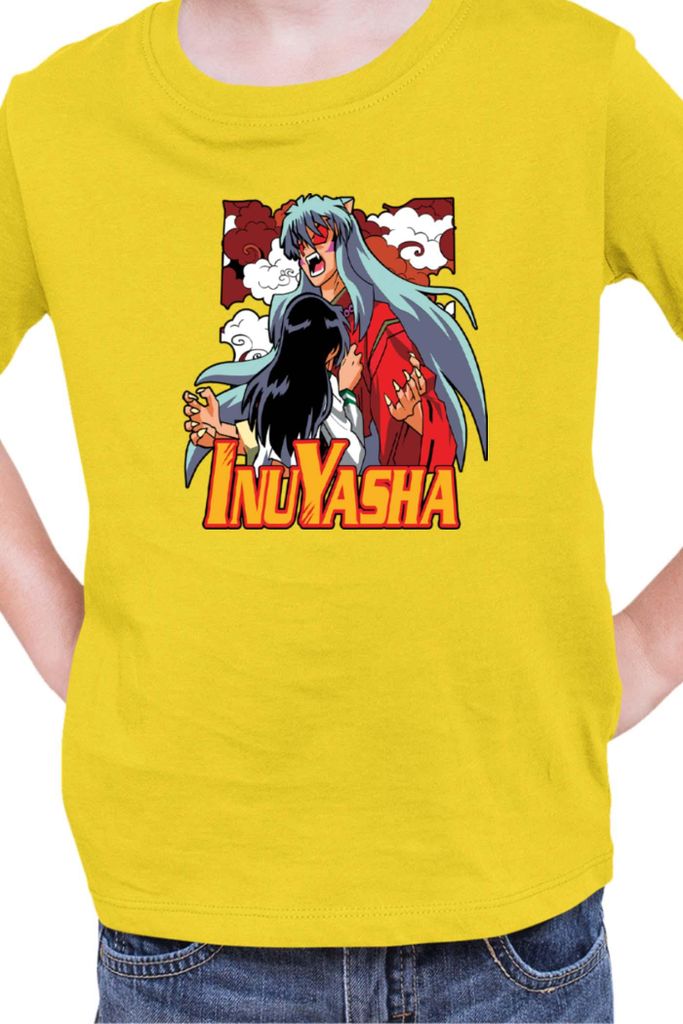 Kinder T-Shirt Japan Manga Anime Comics Animation Inuyasha, 7-8 Jahr - 128 / Gelb