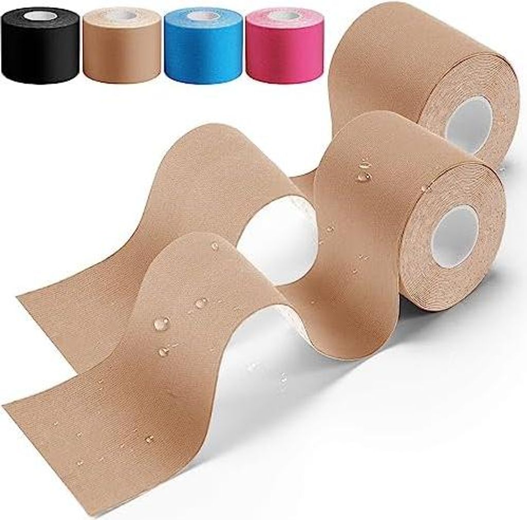 HONYAO Kinesiotapes 2 Rollen, Kinesiologie Tape (5m*5cm), Physio Tape für Schulter, Rücken, Knie, Ellenbogen und Nacken, Tape Sport, Hautfreund...