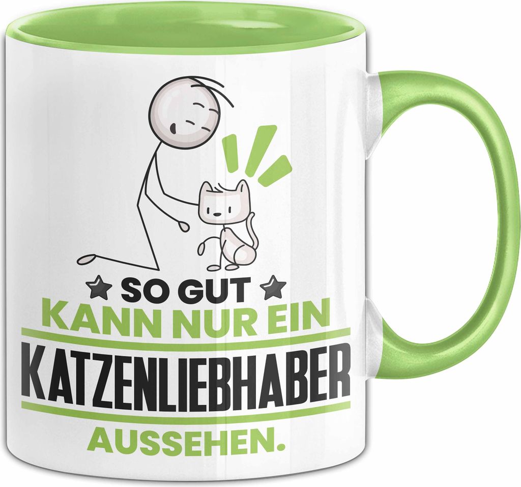 Katzenliebhaber Geschenk Tasse So Gut Kann Nur Ein Katzenliebhaber Aussehen Geschenkidee Kaffee-Becher (Grün)