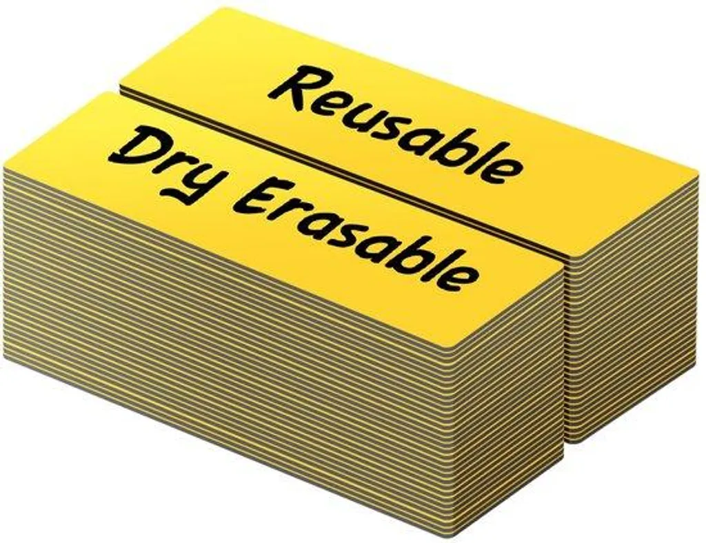 Étiquettes magnétiques effaçables jaunes - Support inscriptible flexible