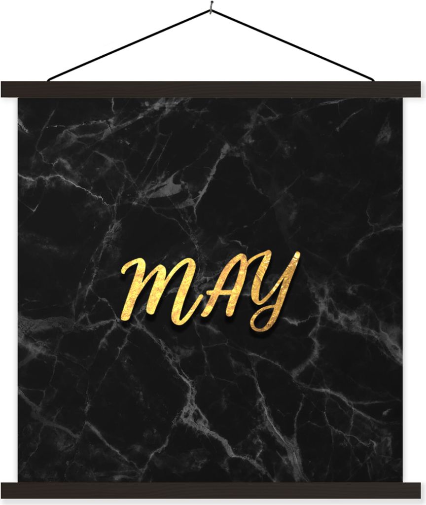 MuchoWow Textilposter Zitat - Kalender - Mai - Gold 40x40 cm mit schwarzem Rahmen - Fotos