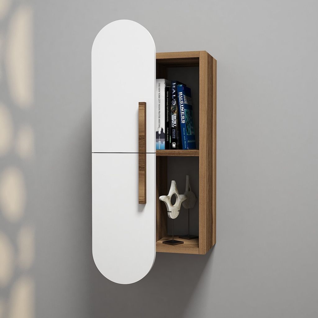 Skye Decor, Rose - Walnut, White, étagères murales, noyer, Image du produit 