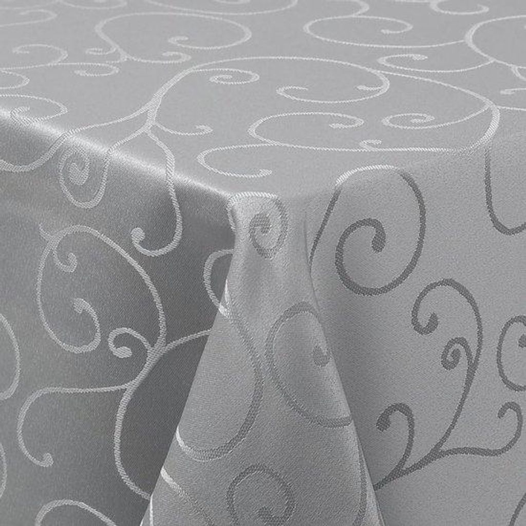 Rechte Polyester-Tischdecke 80x80cm, Jacquard-Design, Ornamente, Staub- und Schmutzabweisend, leicht zu reinigen, grau.