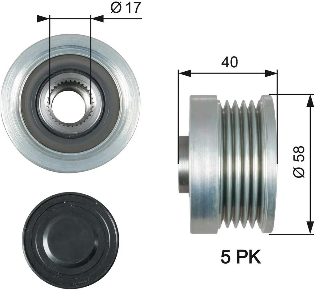 GATES OAP7163 Ruota libera alternatore OE 77364965 compatibile con 500C, 500 - 2
