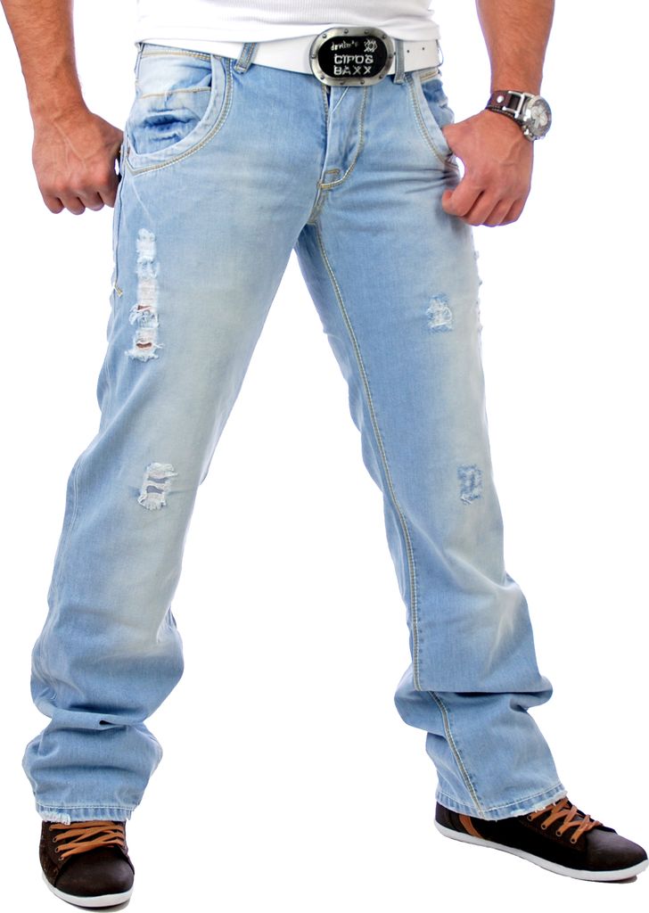 Tazzio Herren Jeans Destroyed Look TZ-1095 Hellblau W30/L34
