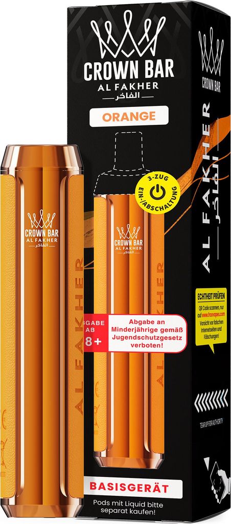 Al Fakher 600 Akkuträger Orange  – wiederaufladbarer Akku Produktbild 