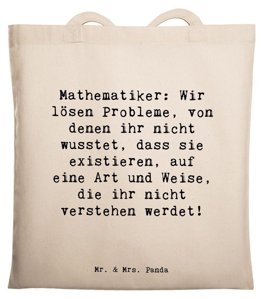 Mr. & Mrs. Panda Jutebeutel Spruch Mathematiker Magie - Transparent - Geschenk, Shopping Tasche, festival, Beruf, Geschenke für Berufstätige, Sch...