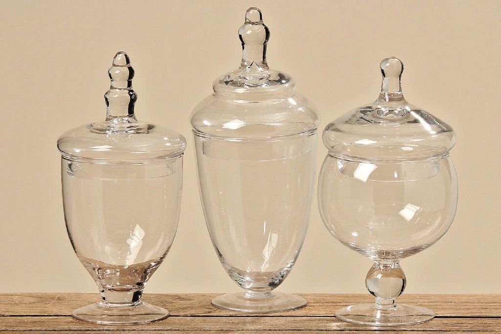 Vorratsglas mit Deckel Vase Pokal Bonboniere 3er  Set  H Produktbild 