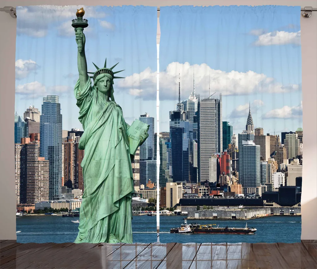 Rideau Décoration Thème New York pour Grand Fenêtre de Chambre à Coucher