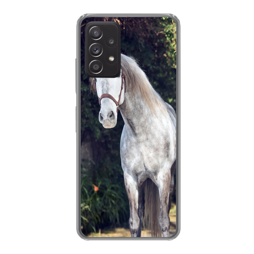 MuchoWow Handyhülle Schutzhülle Hülle für Samsung Galaxy A33 5G Pferd - Halfter - Natur Silikon Softcase Handy Hülle - Kartenhalter
