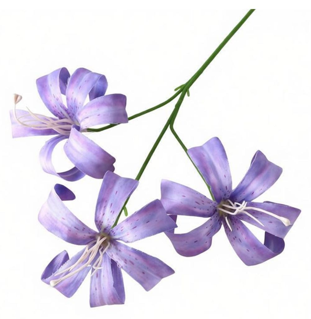Künstliche Lilien, 3 Blütenköpfe, langstieliger Lilienzweig, realistische Haptik, künstlicher Blumenstrauß für Zuhause, Hotel, Hochzeit, Part...