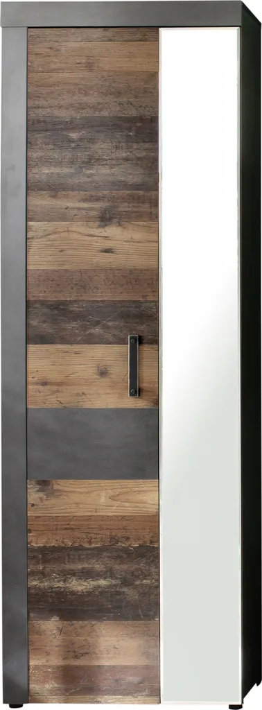 Armoire 2 portes Irwin finition Matera gris style vieux bois rustique