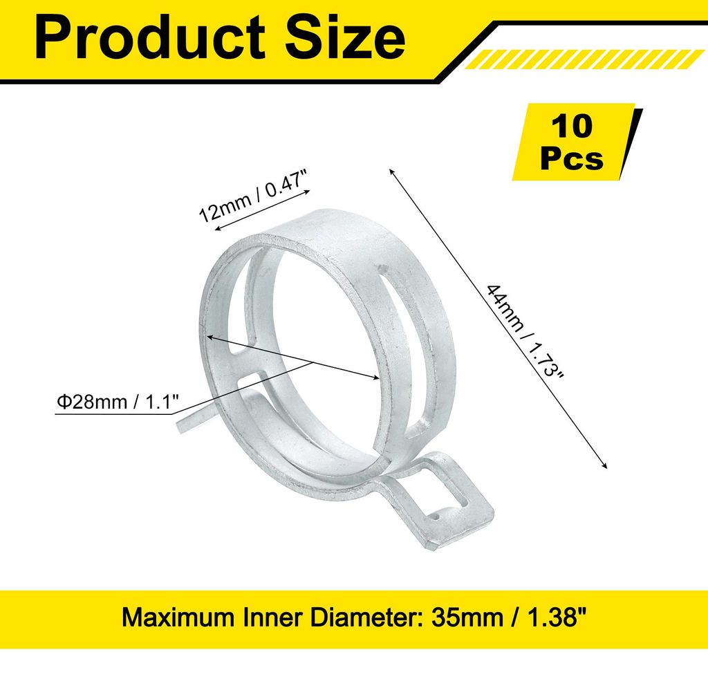 10 Stk. Schlauchschellen, 35mm ID Benzinschlauch Schellen, Kraftstoffleitung Rohrschellen, Wasserleitung Luftschlauch Schlauchschelle Fastener, Silber