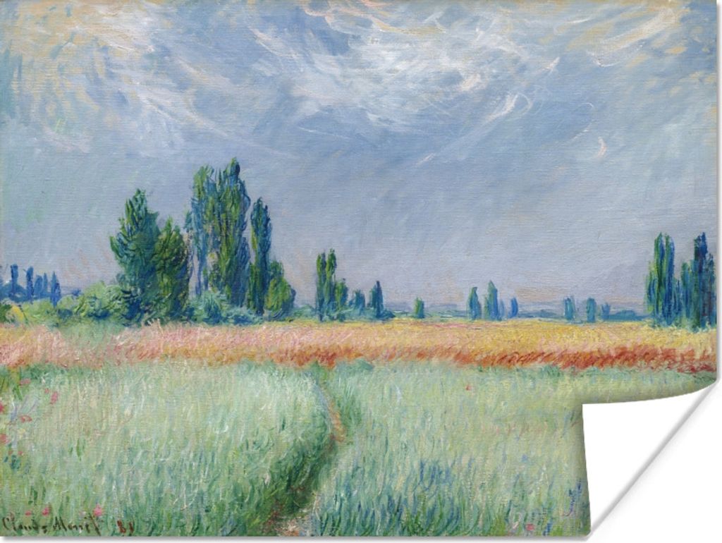 MuchoWow Poster Das Weizenfeld - Gemälde von Claude Monet 120x90 cm - Wandbild