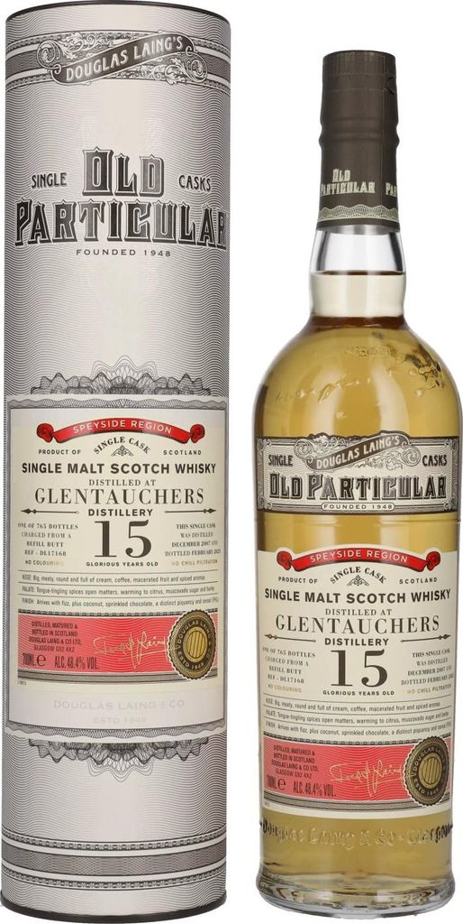 Douglas Laing OLD PARTICULAR Glentauchers 15 Years Old Single Cask Malt 2007 48,4% Vol. 0,7l in Geschenkbox