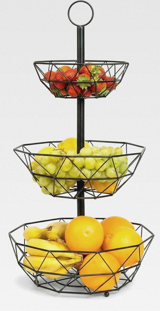 Etagere 3-stöckig I Obst-Etagere mit 3 Etagen I Vielseitige Nutzung als Brotkorb, Obstkorb, Snackbar, am Buffett, Obstschale I Modernes Design in ...