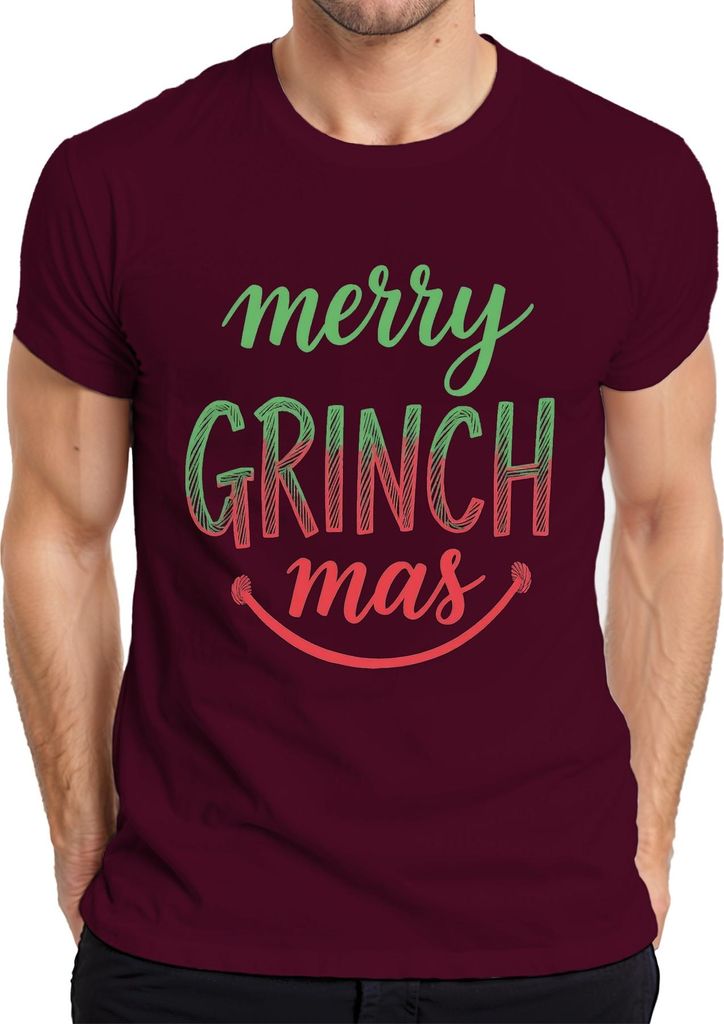 merry GRINCH mas Weihnachten Lustig Grinch Geschenk Familie Spaß Herren T-Shirt, Burgundy, L