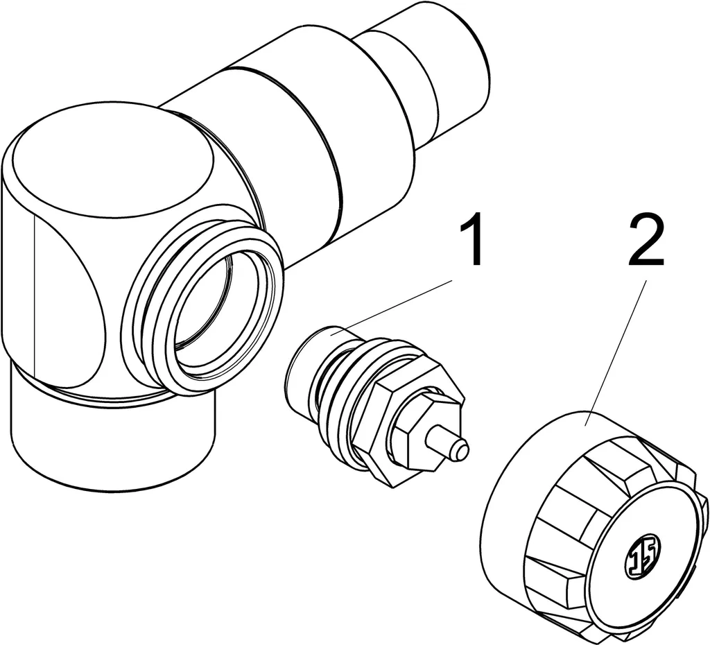 Vanne de radiateur équerre gauche DN15 1/2 JS pour espace restreint