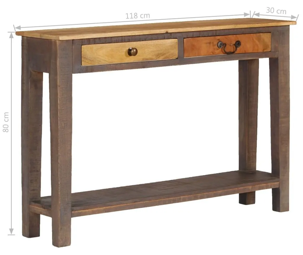 Table console 118 cm bois massif vintage - Finition artisanale robuste - 7