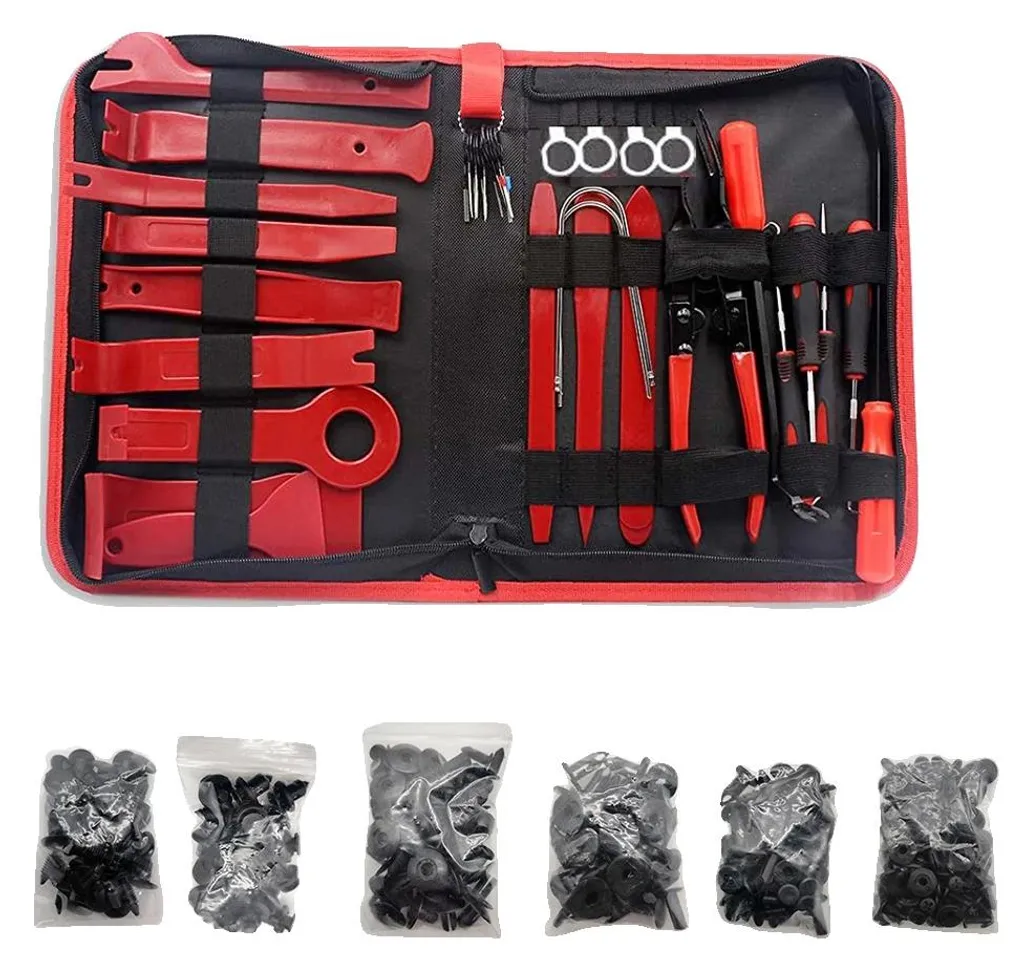 Kit extracteur de clips automobile 38 pièces en nylon rouge robuste