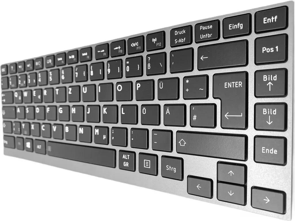 Clavier PC portable pour travailler la nuit noir cadre gris QWERTZ
