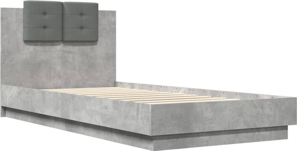 Bettgestell mit Kopfteil Betongrau 90x200 cm Holzwerkstoff