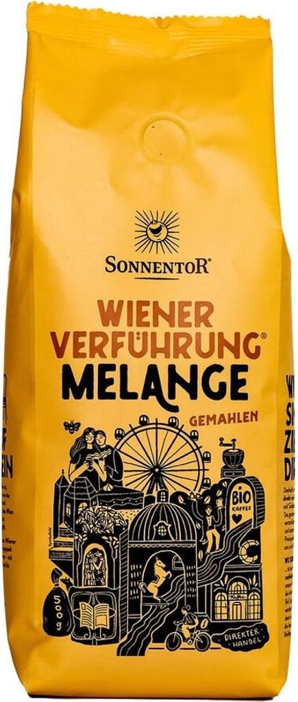 A bag of Sonnentor Wiener Verführung Melange coffee.