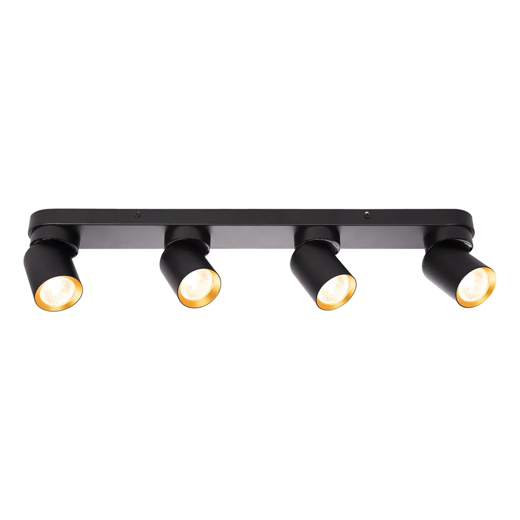 Faretto Soffitto 4xGU10 Andy Milagro Nero Oro - Binario Orientabile