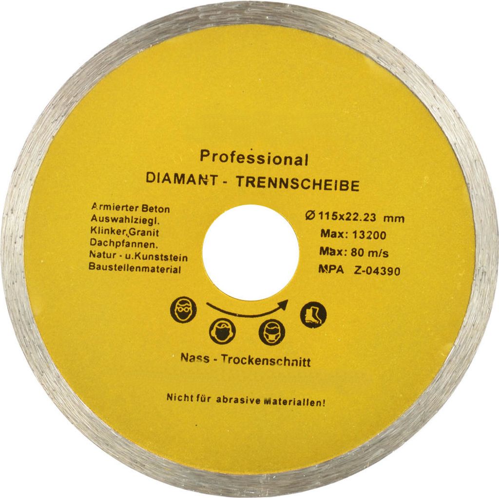 Diamantscheibe 115 x 22,2 mm – Klinker, Marmor, Fliesen, Granit, Beton