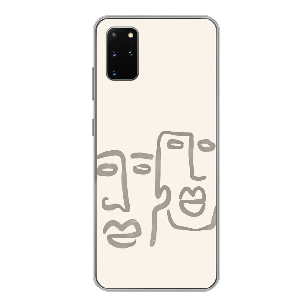MuchoWow Handyhülle Schutzhülle Hülle für Samsung Galaxy S20 Plus Gesicht - Abstrakt - Strichzeichnung Silikon Softcase Handy Hülle - Hartsc...