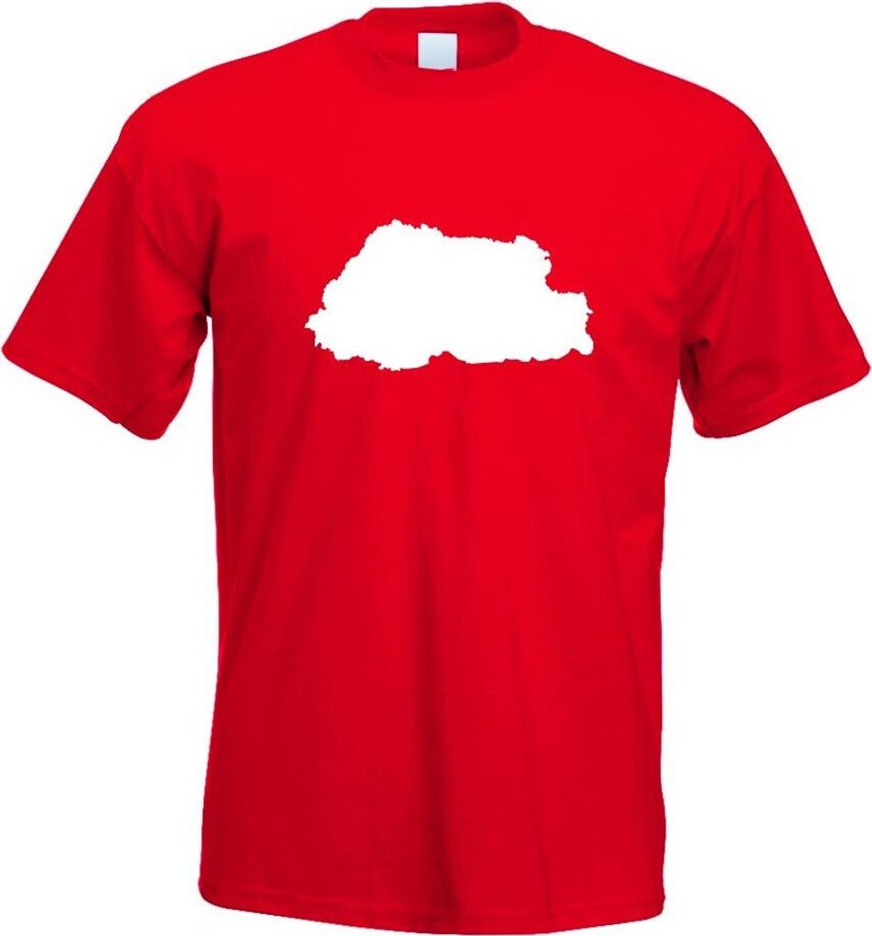 Kiwistar - T-Shirt - rot - Bhutan Umriss Kontur Herren Funshirt Bedruckt Design Sprüche Spruch Motive - mit Motiv Bedruckt - Funshirt Design - Spo...
