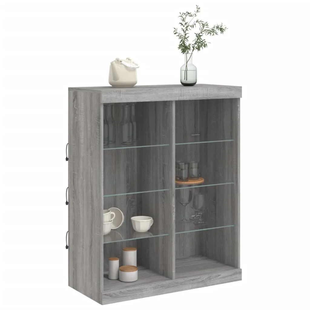 Credenza con luci LED Grigio Sonoma 81x37x100 cm - 5