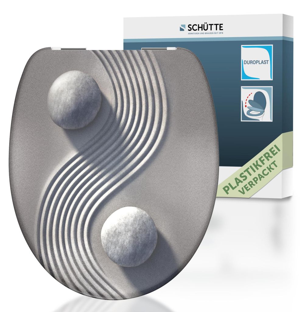 SCHÜTTE WC Sitz Yin & YANG, Duroplast Toilettendeckel mit Absenkautomatik, Klobrille, Toilettensitz mit Motivdruck