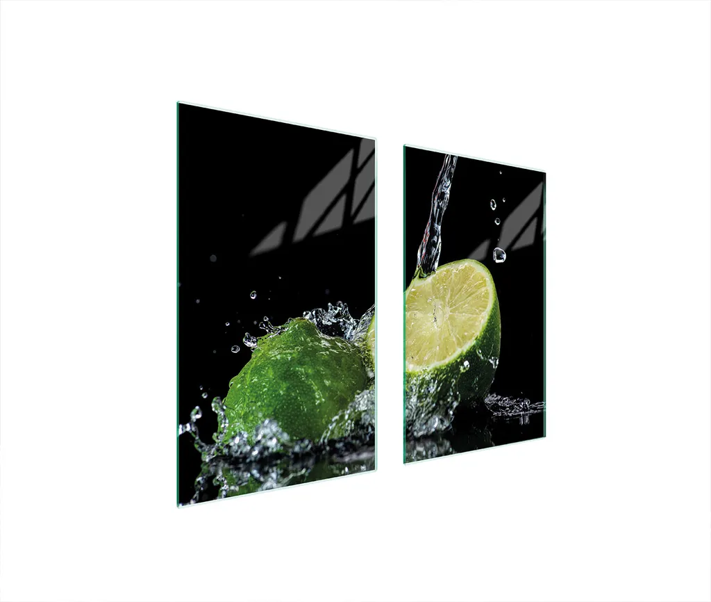 Set 2 Coprifornelli Vetro 75x52 Nero Lime - Protezione Piano Cottura