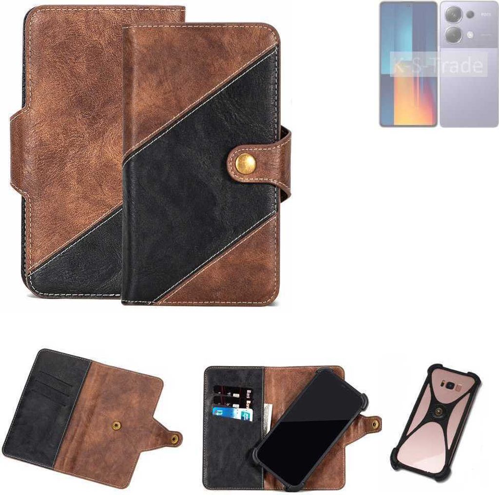 K-S-Trade Handyhülle Schutzhülle Bookstyle Case kompatibel mit Xiaomi POCO M6 Pro Klapphülle Cover Hülle Schutztasche 1x