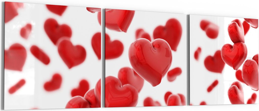 DEQORI Glasbild Echtglas 3x50x50 cm 'Schwebende Liebe' Wandbilder XXL groß