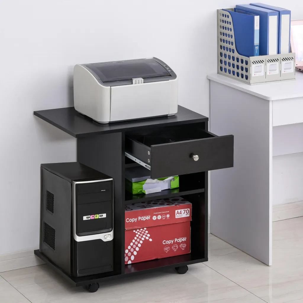 Fini le bureau encombré : support d'imprimante avec rangement CPU et tiroir