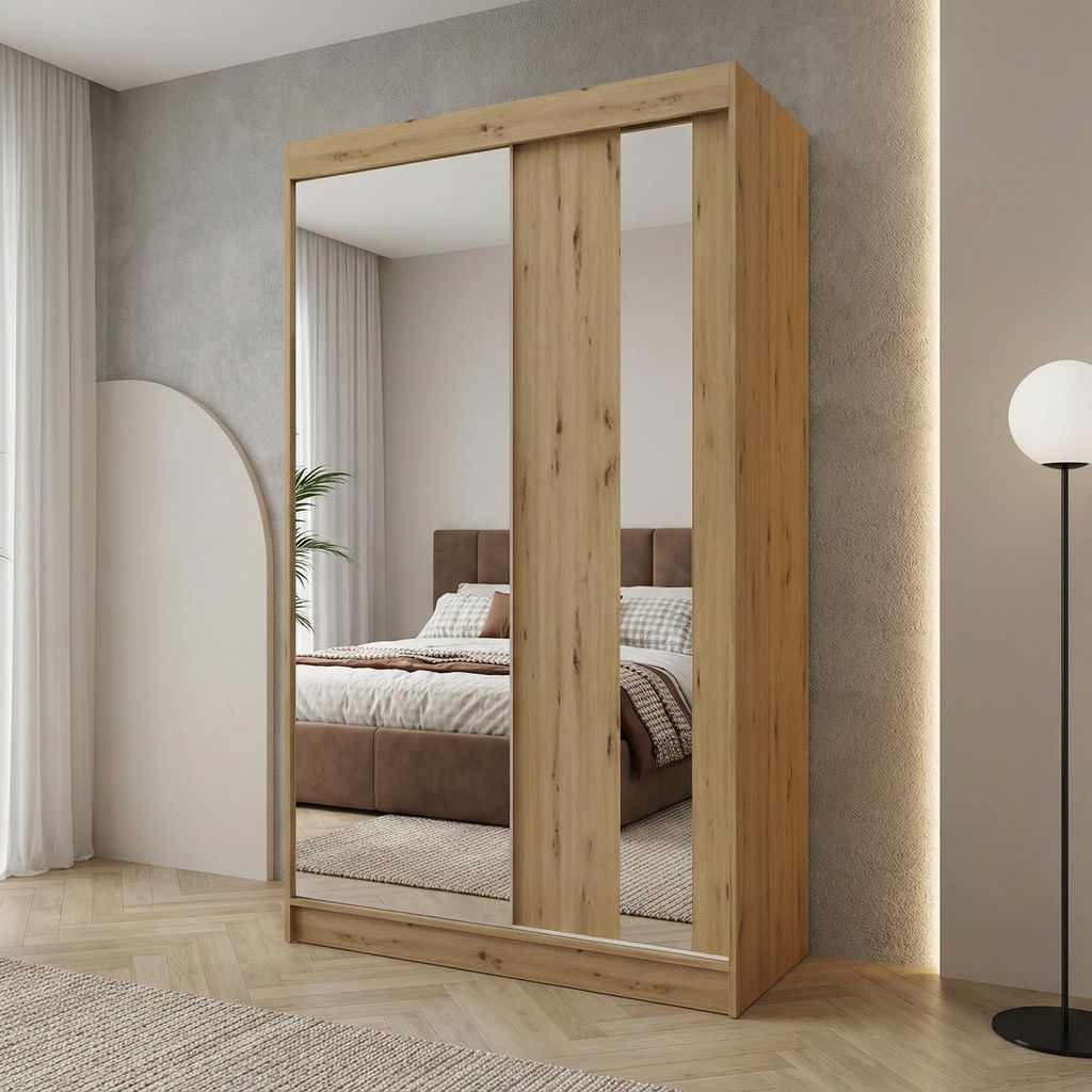 BEAUTYSOFA | Kleiderschrank GAJA 120 cm Eiche Artisan, Produktbild 