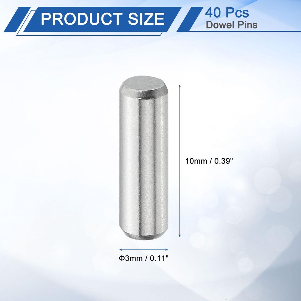 40 Stš¹ck Zylinderstifte 3 mm x 10 mm Metallstift, 316L Edelstahl Zylindrische Dš¹belstifte Regalstš¹tzstift Stiftstange Befestigungselemente...