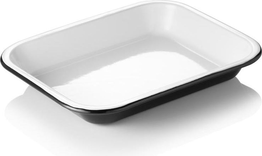 8x Schale GRACE, 28 x 23 x 4,5 cm, 1,9 ltr., Emaille, weiß schwarz
