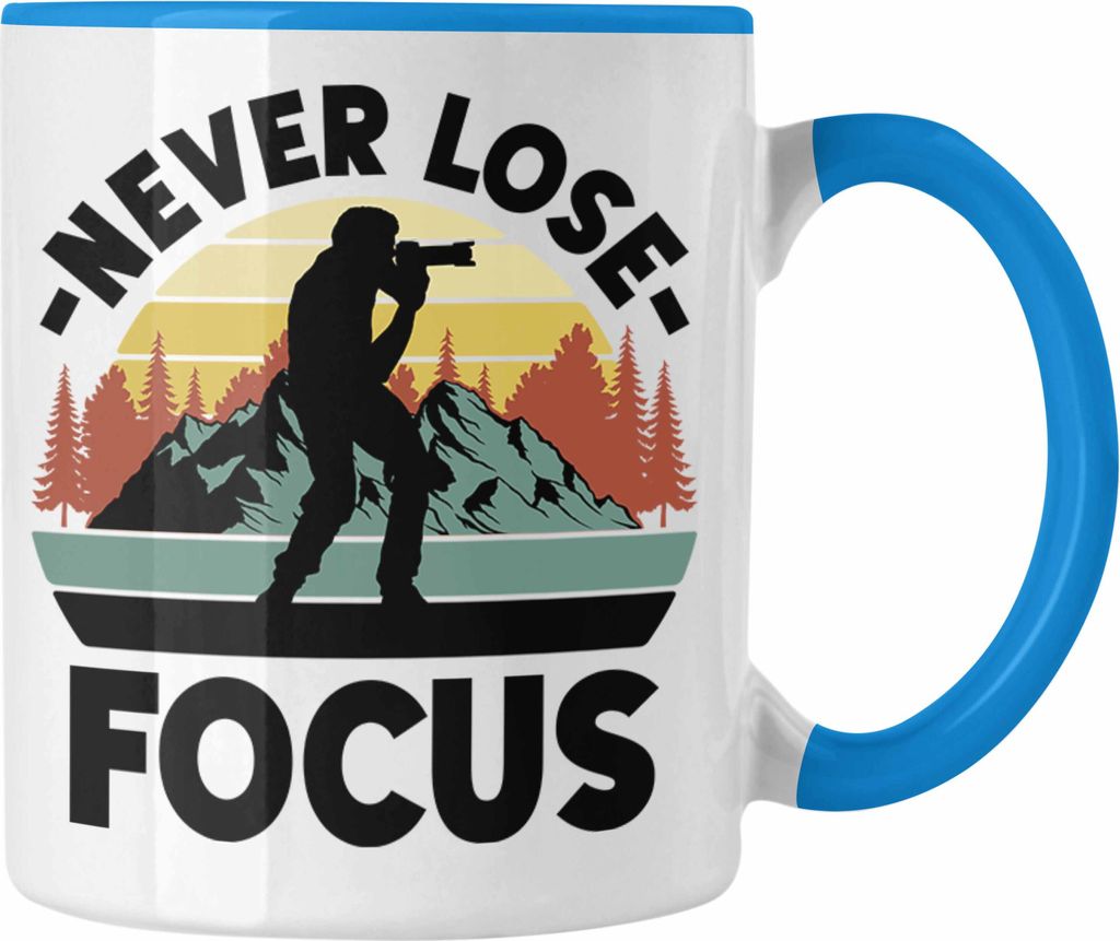 Trendation - Fotograf Tasse Zubehör Lustig Fotografie Geschenk Fotografieren Kaffeetasse Geschenkideen Grafik Insider Focus (Blau)