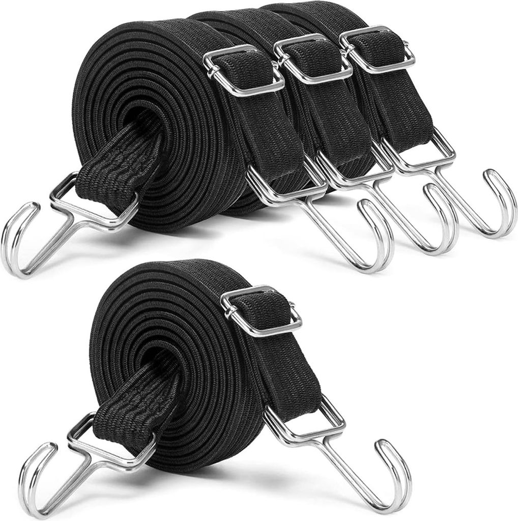 verstellbar Spanngummi mit Haken, 2M lang flach spanngurte mit Metallhaken, extra stark breit Gummiseile, Gepäckspanner, Gummizug, Gummi expander ...