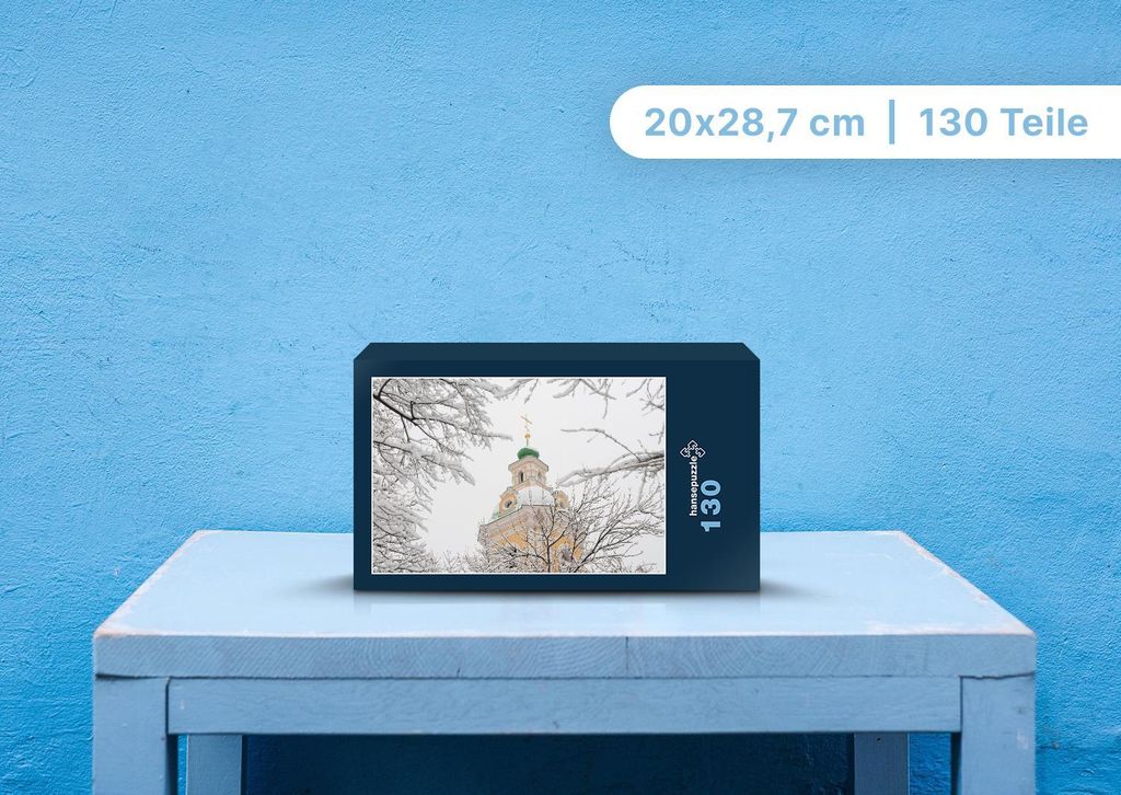 hansepuzzle 100593 - Winterlandschaft Puzzle, 130 Teile, Natur, 28,7 x 20,0cm mit hochwertiger Aufbewahrung, Kartonbox & Beutel
