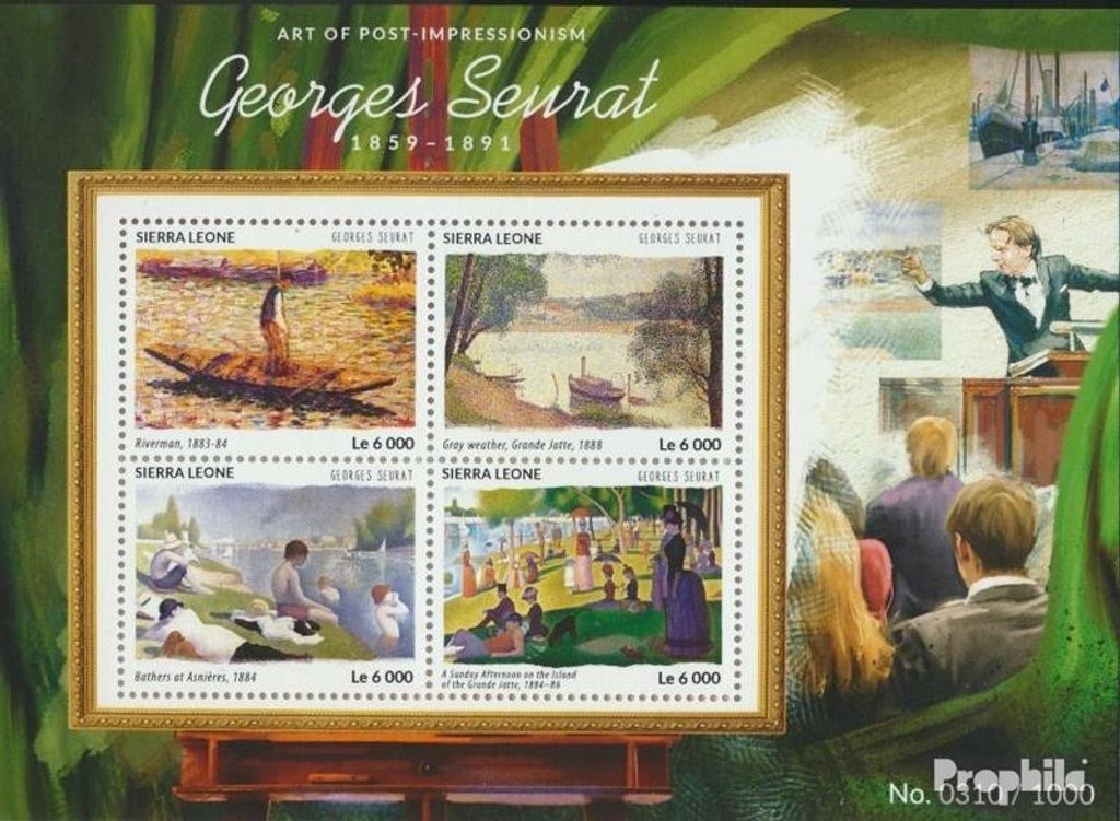 Briefmarken Sierra Leone 2015 Mi 6477-6480 Kleinbogen (kompl. Ausg.) postfrisch George Seurat
