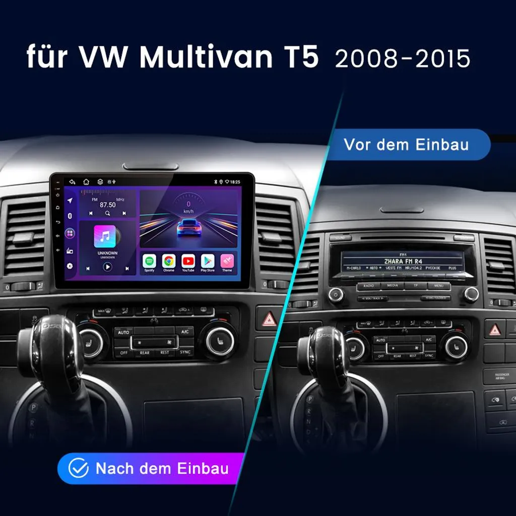 Radio Android 9" per Volkswagen Multivan T5: Wireless CarPlay 2+32GB - 3