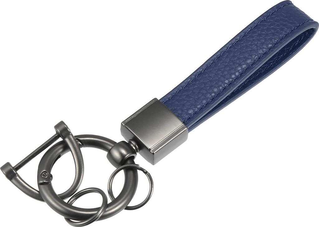 Auto Schlüsselanhänger Blau mit Mikrofaser Federring Titan Ton