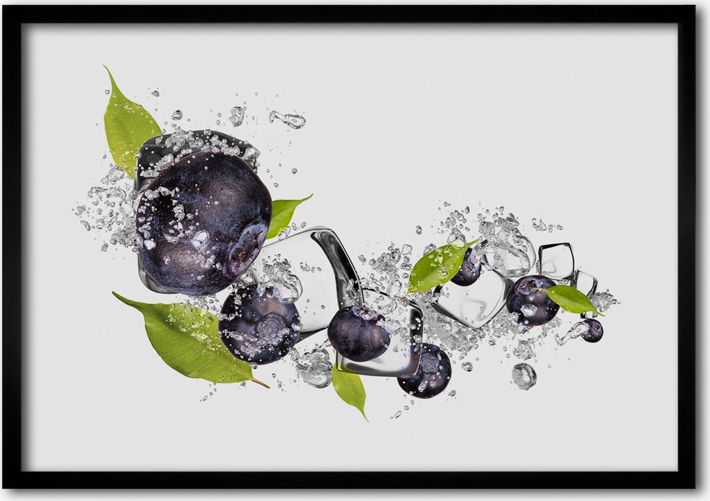 Bild - Bilderrahmen - 100 cm x 70 cm - MDF - Rahmen - Foto - Wandkunst Beeren Eis