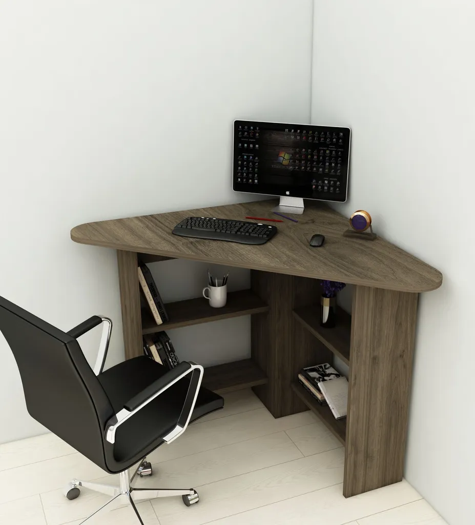 Offerta Scrivania Angolare Noce Skye Decor 80x80 cm - Spedizione Rapida