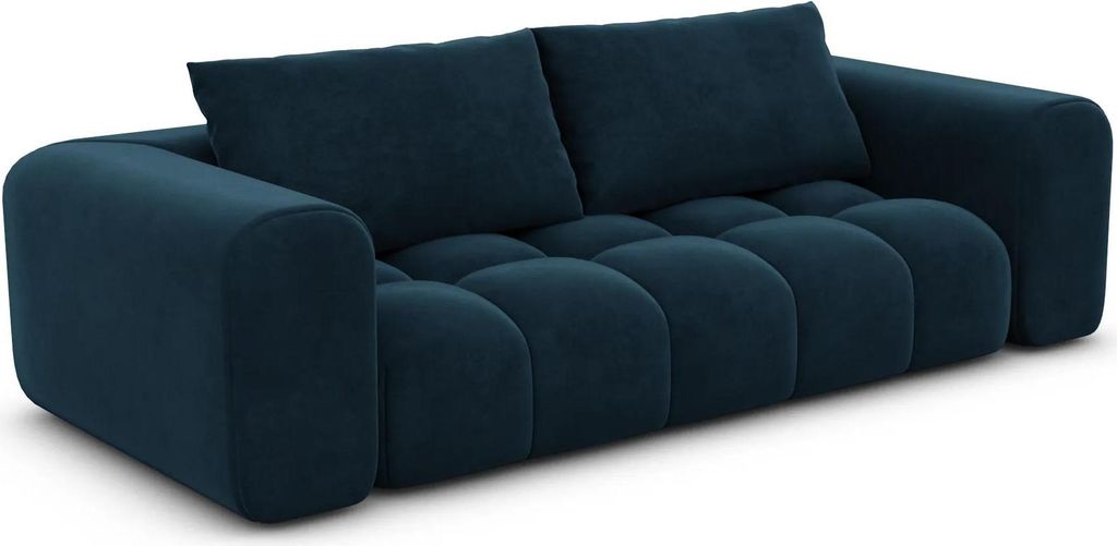 Samtstoff 3-Sitzer Couch Lavera Mitternachtsblau