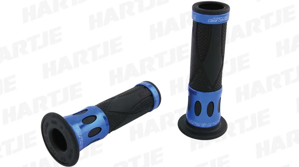 Poignées de Guidon en Caoutchouc et Alu pour Moto et Scooter Bleu Noir